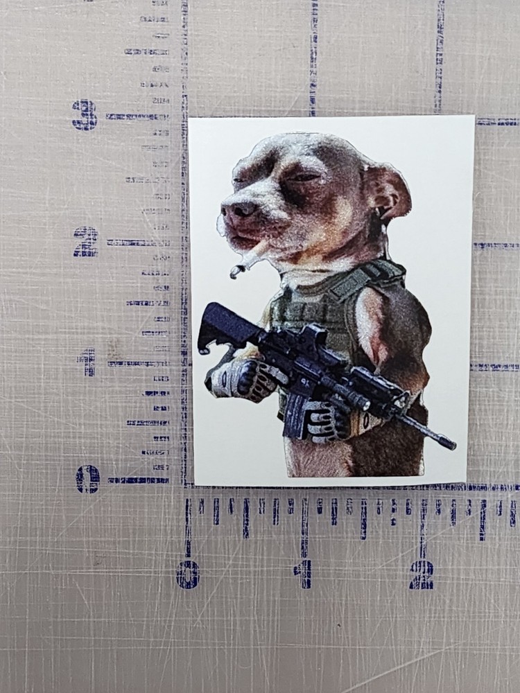 Chihuahua holding ar15 Reflective Vinyl Sticker 3″ tall Tactical and tough