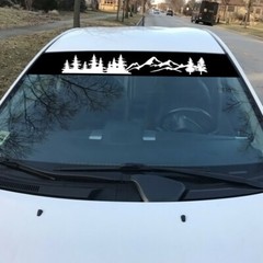 Car Front Windshield Sunshade Decal Tree Mountain Graphics Sticker PVC Decor