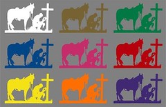 Praying Cowboy Horse Cross Christian Car Truck Window Laptop Vinyl Decal Sticker