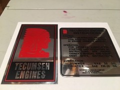 Tecumseh Engine-decals H30 H40 H50 minibike Tiller Mower Chrome Set 2