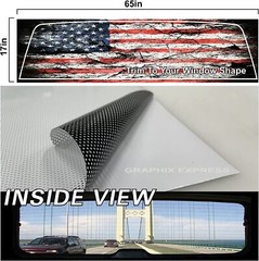 Truck Back Window Graphics American Flag (P530) See Through Rear Decal Wrap Tint