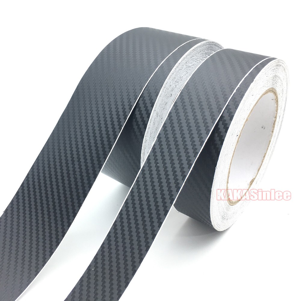 3D Black Sheet Car PVC Grain Carbon Fiber Vinyl Tape Wrap Sticker Decors Strips