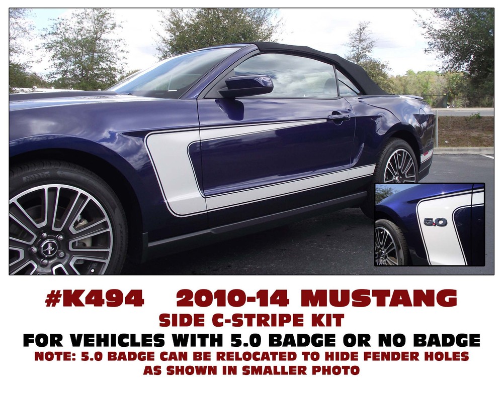 K494 2010-14 FORD MUSTANG – SIDE C-STRIPE KIT – DOES BOTH SIDES