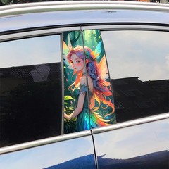 Wing Girl Anime Car B-pillar Vinyl Decals Waterproof Cover Scratches Decor