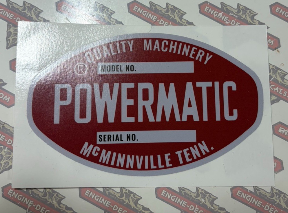 Powermatic Quality Machinery McMinnville Tenn Decals reproduction Set 2