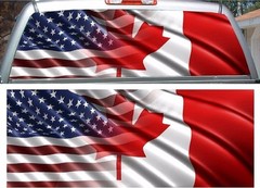 American Canadian flag rear window view thru graphic decal wrap