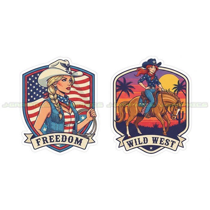 Cowgirl Vinyl Decal Sticker Country Western Southern boots 2 pack J