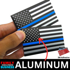 2x ALUMINUM Thin Blue Line Decal Sticker Car, Motorcycle, SUV