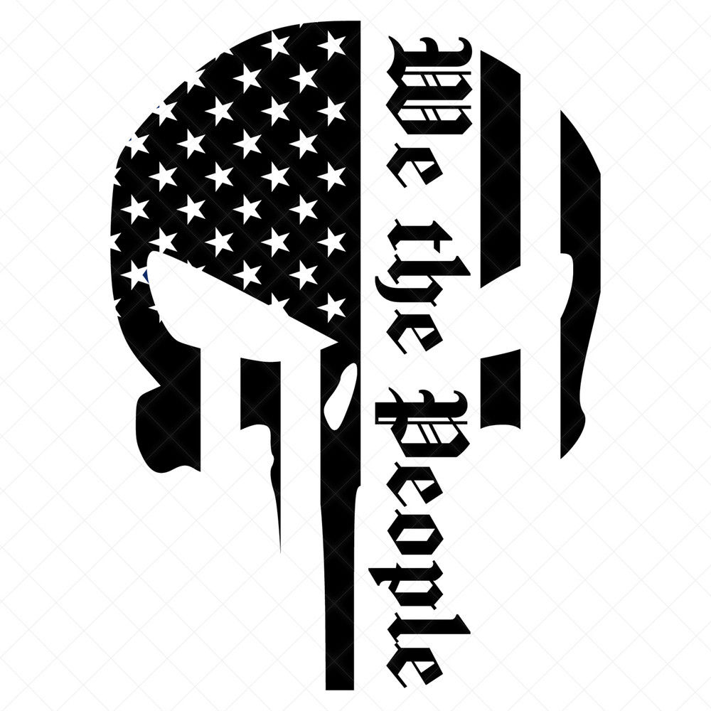 Patriotic Punisher Skull Decal – We The People – American Flag Sticker