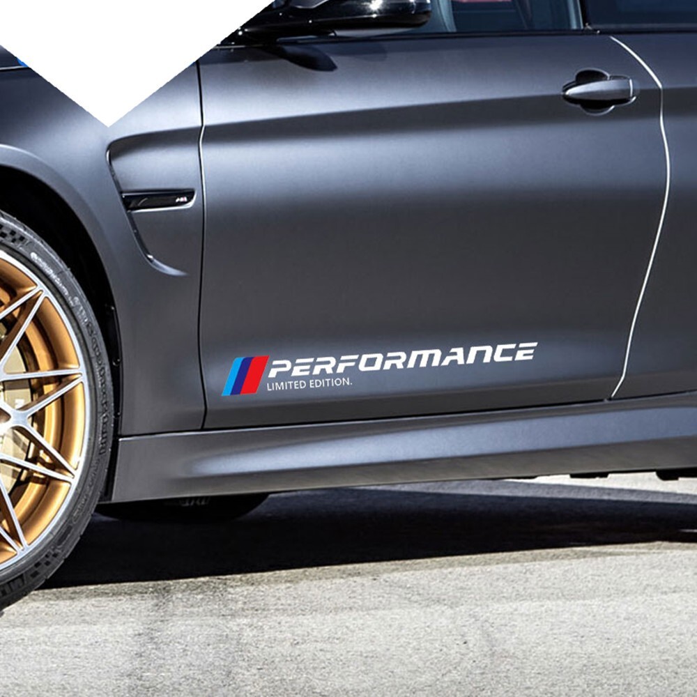2pcs White M Performance Side Body Sticker Decal BMW13457 M2M3M4M5 X1X3X4X5X6X7