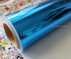 Super Soft Stretchable – Car Glossy Mirror Chrome Vinyl Wrap Sticker – Blue CF