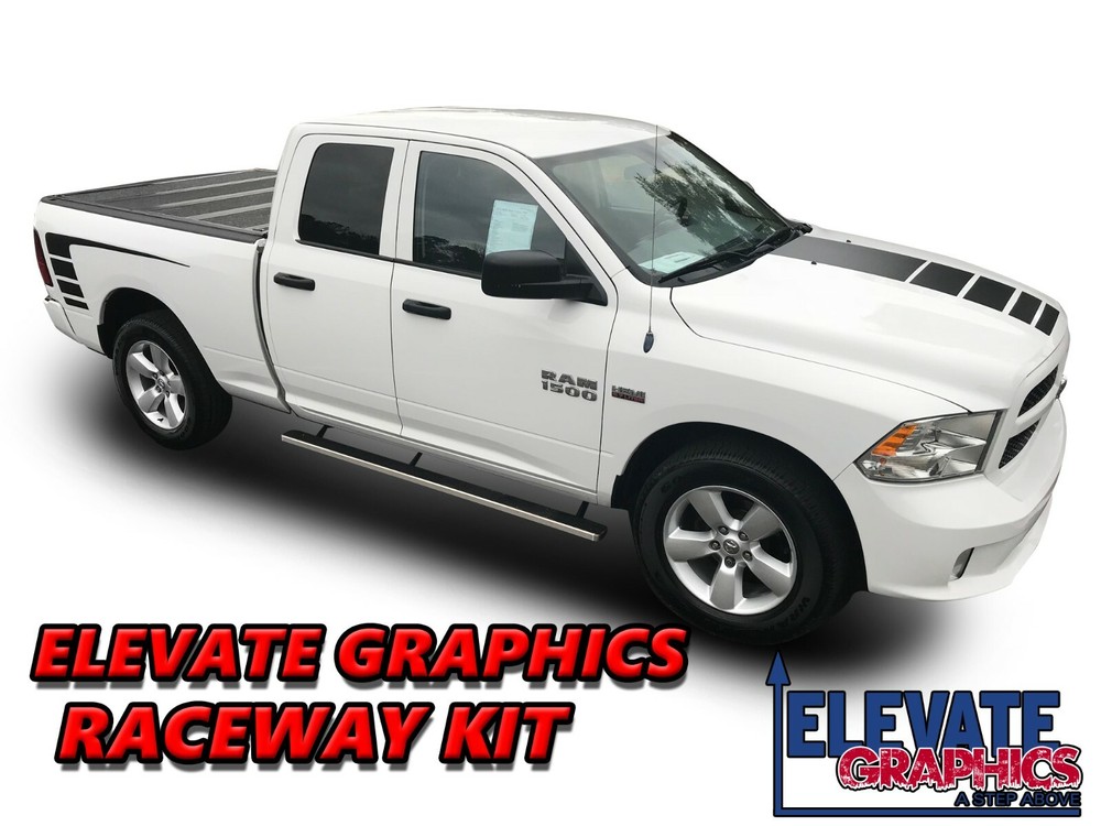 For Dodge Ram 1500 Graphics Raceway Side And Hood Stripes Decals Vinyl 2009-2018