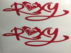 Roxy Vinyl Window Decal Sticker Set 6 1/2 inch x 2 inch Each Choose Your Color