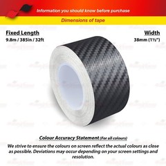 1.5″ 38mm PinStriping Stripe Tape Styling Decal Vinyl Sticker CARBON FIBER BLACK