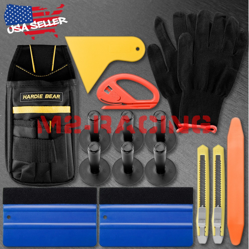 Standard Car Wrap Vinyl Tools Kit Squeegee Bag Razor Wrapping Gloves 6 Magnets