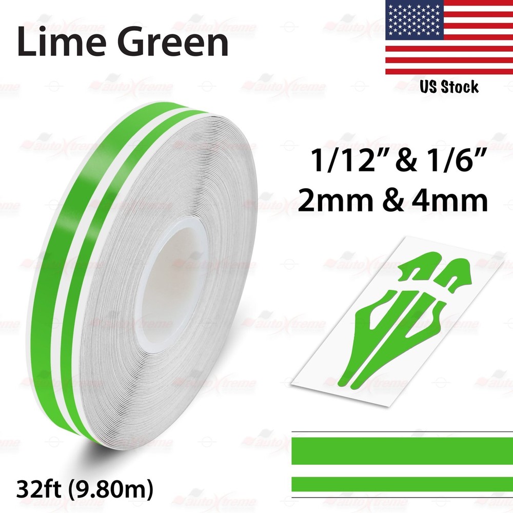1/2″ 12mm Vinyl Pinstriping PinStripe Car Styling Double Line Sticker LIME GREEN