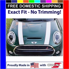 White with Custom Color Border Hood Stripes Laminated- Mini Cooper 2014-2024