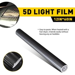 1PCS 60″in Gloss Carbon Fiber 5D Vinyl Wrap Bubble Free Auto Sticker Inner&Outer