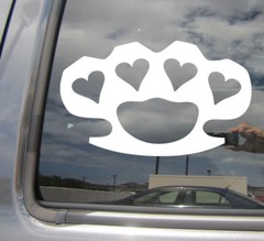 Brass Knuckles Hearts – Knucklebusters Car Window Vinyl Decal Sticker 10444