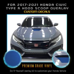 For 17-21 Civic Type R Hood Scoop Graphic Overlay Decal Satin Metallic Vinyl