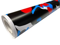 Red Blue White Black Camo Vinyl Car Wrap Film Sheet +Free Tools (2 feet & up )