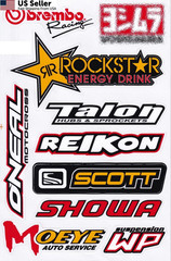 Set of 6 Multicolor Racing Stickers by Biker for Car, Metal, Plastic, Clear
