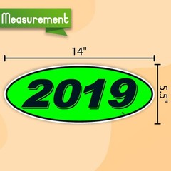 Chartreuse Green Black 2019 Oval Model Stickers for Windshield 12 Pack