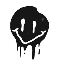 Creepy Smiley Phone Sticker (2 Inch) Black Drip Graffiti Style Urban Street Art