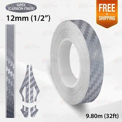 CARBON FIBER GRAY 1/2″ 12mm PIN STRIPE Car Model Streamline TAPE Vinyl Sticker