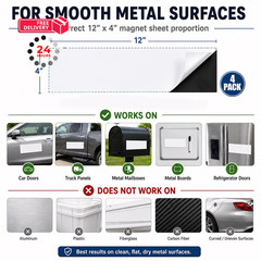 Blank Car Magnet 12″ x 4″, 4 Pack Magnetic Bumper Stickers 4X12 0.5mm, Black
