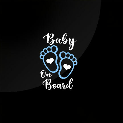 Baby on Board Cute Baby Feet w/Heart Die Cut 2 Colors Car Decal Sticker 7″(H) #3