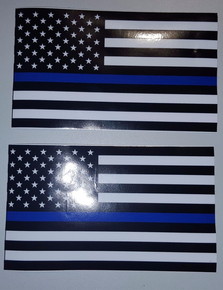 (2 pack) Thin Blue Line Police respect flag Vinyl Decal Sticker 3×5 Inches USA