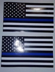 (2 pack) Thin Blue Line Police respect flag Vinyl Decal Sticker 3×5 Inches USA