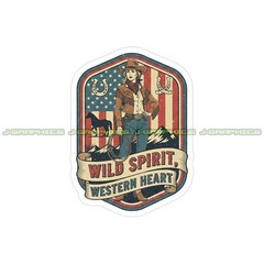 Cowgirl Vinyl Decal Sticker Rodeo Patriotic Country Horse R
