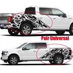 2x Car Truck Side Vinyl Sticker 4X4 Off Road Pickup Decal Skull Graphics Black