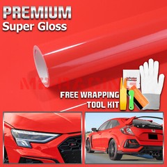 High Gloss Red Glossy Car Vinyl Wrap Sticker Decal Sheet Film DIY Air Release