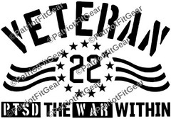 Veteran 22,The War Within,Suicide Awareness,PTSD,Support Our Troops,Vinyl Decal