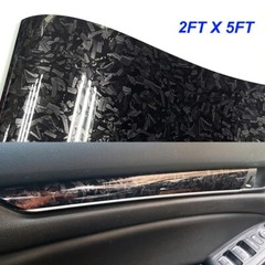 24″x60″ Ultra Gloss PET Liner Black Forged Carbon Fiber Car Vinyl Wrap 2ft x 5ft