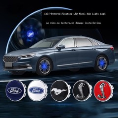 4PCS 54mm Self-Powered Floating LED Wheel Hub Light Caps for Ford Mustang Black
