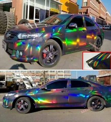 65FT Black BN Laser Gloss Mirror Chrome Chameleon Full Car Vinyl Wrap Sticker US