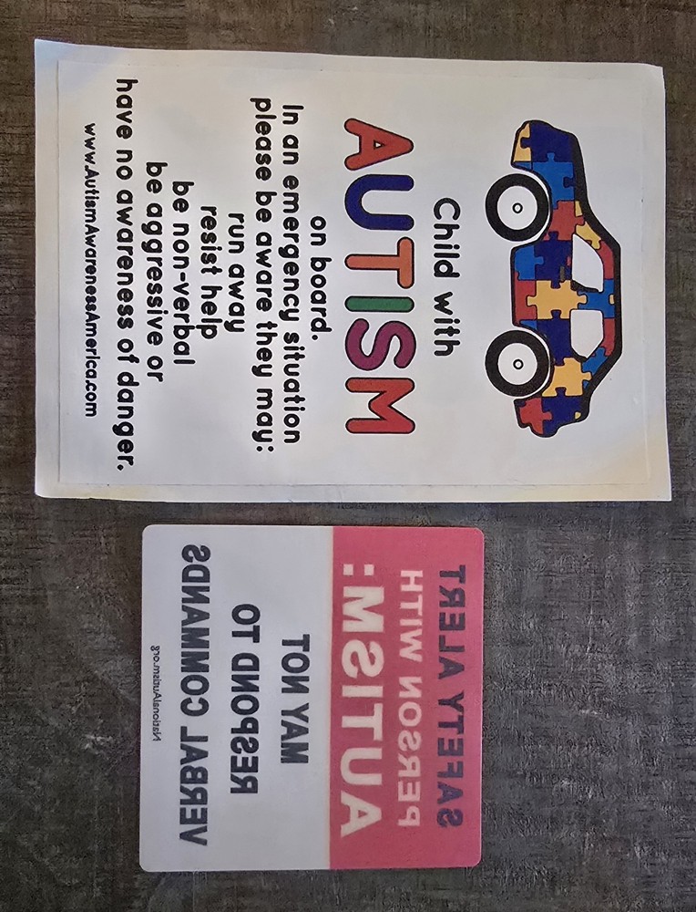 Autism Vehicle Stickers Safety Alert Person With Autism May Not Respond To…