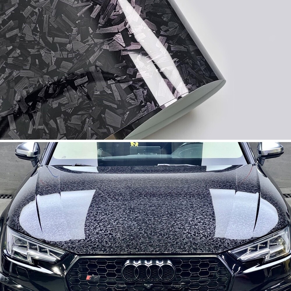 600″x60″ Premium Forged Black Carbon Fiber Vinyl Wrap Film High Gloss 50ft x 5ft