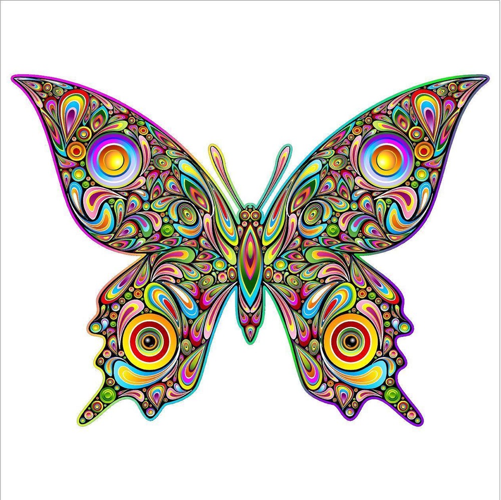 PSYCHEDELIC BUTTERFLY DECAL STICKER 3M USA MADE TRUCK HELMET VEHICLE WINDOW CAR