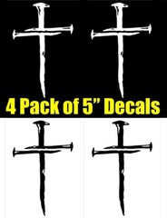 4 Pack Cross of Nails Vinyl Graphic Decal Car Truck Window Laptop Tablet Tumbler