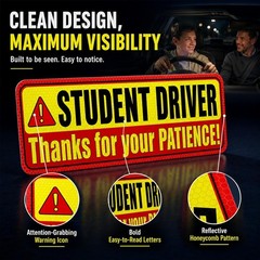 High Visibility Student Driver Car Magnets – Please Be Patient Message Pack