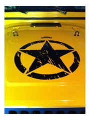 50x50cm Car Decal Decorative Sticker Matt Black Distressed Army Star Hood Decal