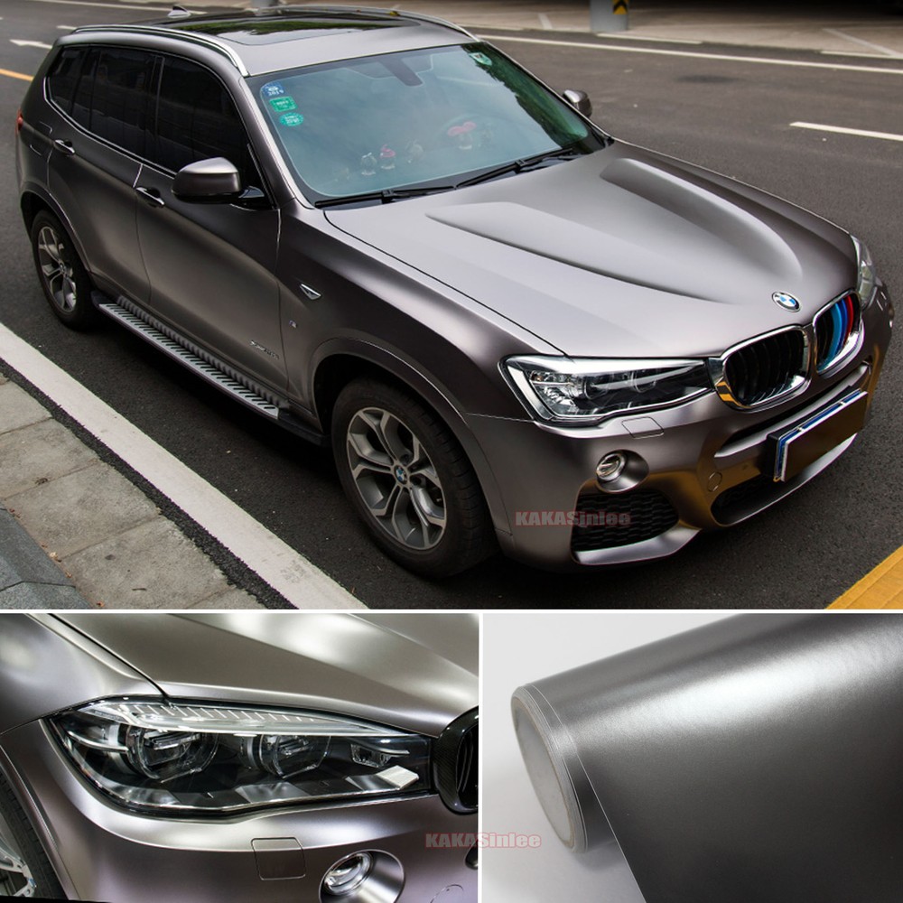 Stretch Car Metal Satin Chrome Glitter Pearl Metal Vinyl Wrap Sticker Zong Grey
