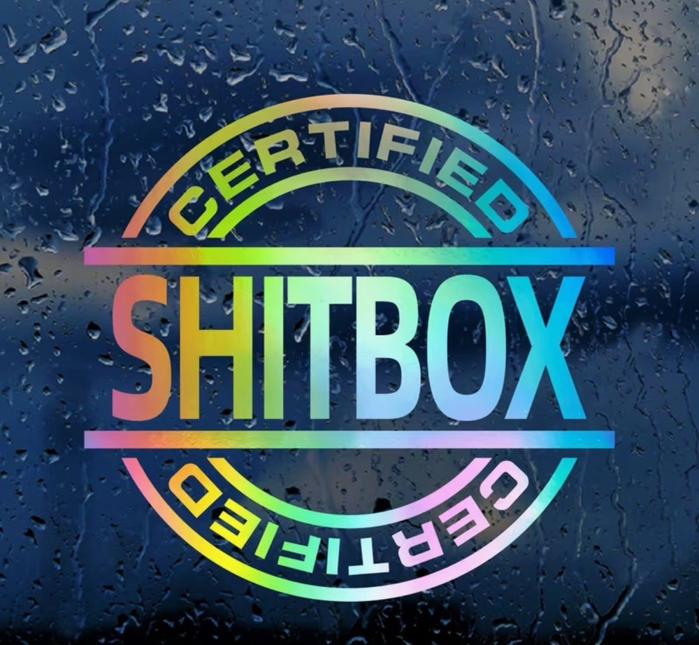 CERTIFIED SHITBOX Multicolor Holographic Rainbow Metallic 5” Vinyl Decal Sticker