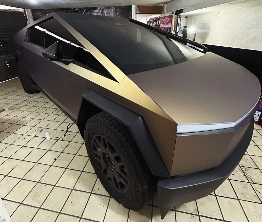 Cybertruck PreCut Paint Protection PET Vinyl Wrap Color Change Matte Erie Gold