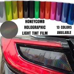 Gloss Honeycomb Pattern Holographic Headlight Tail Light Fog Tint PVC Vinyl Wrap